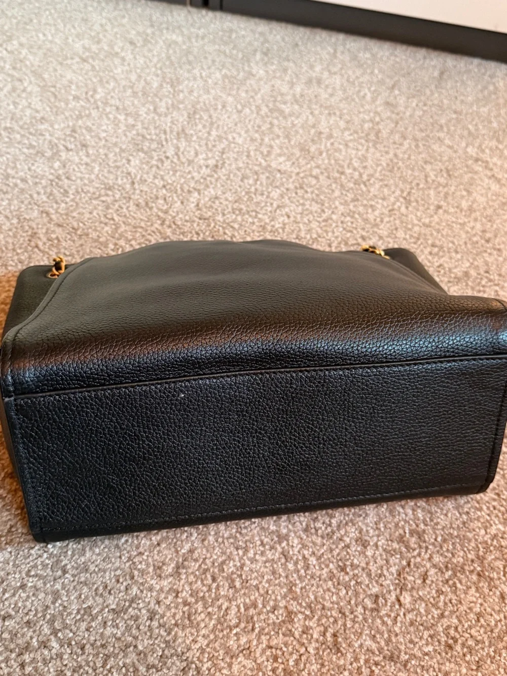 Tory Burch Black Pebbled Leather Shoulder Bag with Gold Hardware